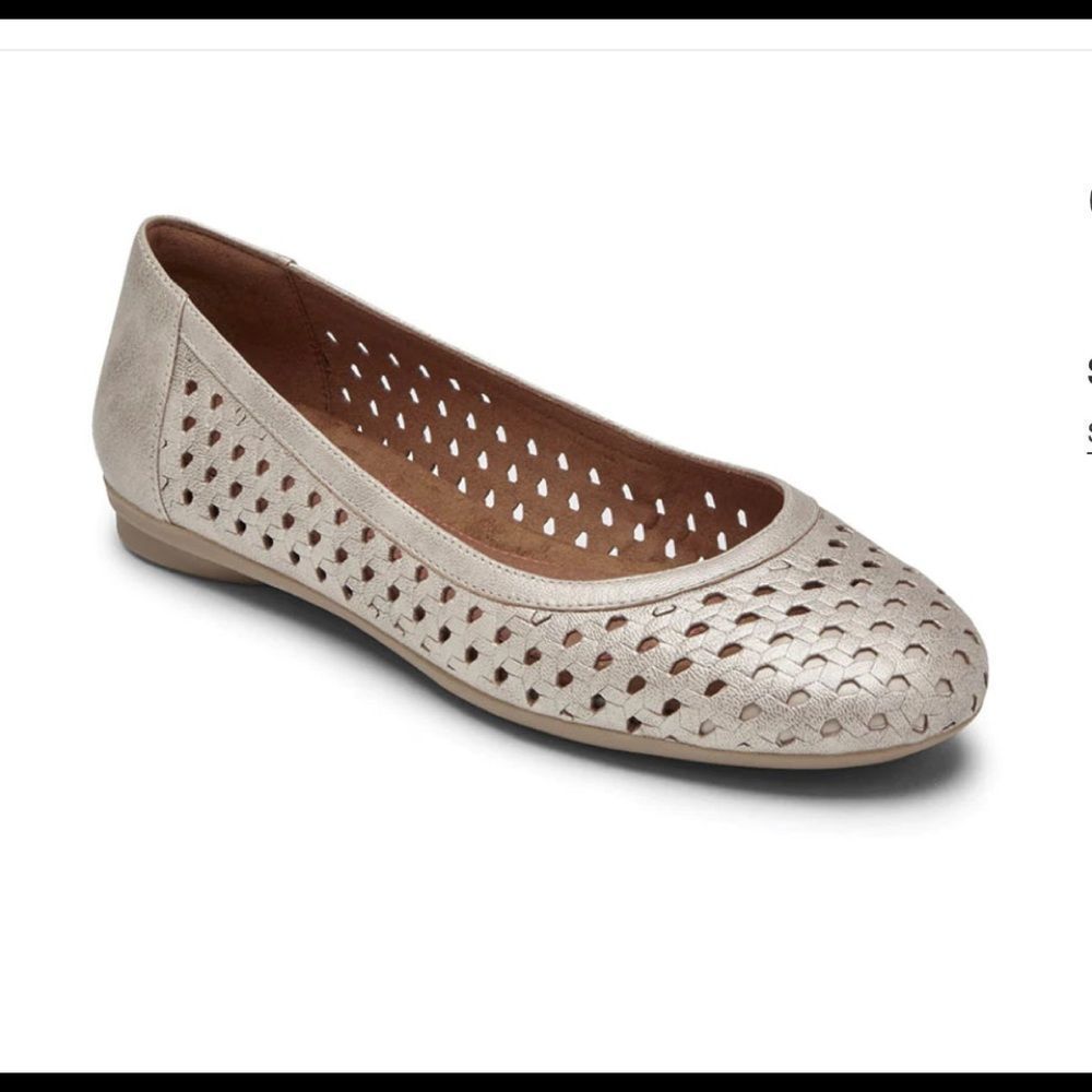 Cobb Hill Maiika Silver Metallic Leather Woven Slip-On Ballet Flat (Women) Sz 10